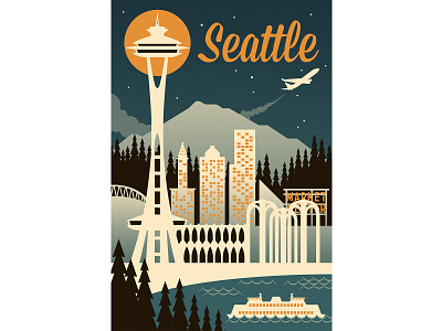 Seattle adobe illustrator adobe photoshop illustration pike market seattle space needle vector
