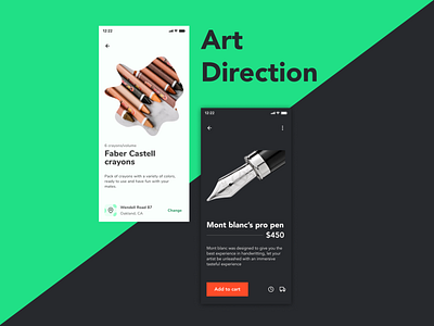 Art Direction product design shopping cart ui