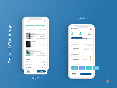 Daily UI Challenge: Days 01 & 02: Cart & Payment screens daily challenge figma online shopping payment screen shopping app shopping cart ui design ux design