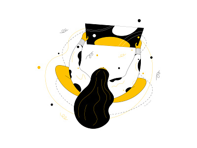 The Reviewer adobe illustrator black character illustration design review designer illustration line illustration white background yellow