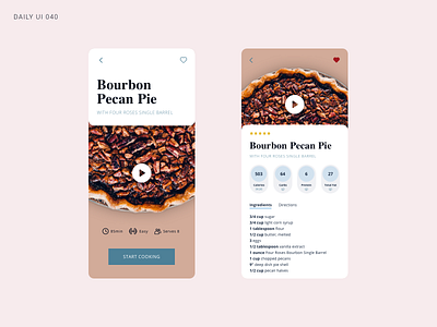 Daily UI 040 - Recipe daily ui daily ui 040 daily ui 40 dailyui pecan pie recipe