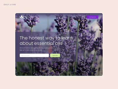 Daily UI 048 - Coming Soon aromatherapy coming soon daily ui daily ui 048 daily ui 48 dailyui essential oils