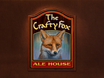 The Crafty Fox Ale House Logo branding design illustration logo signage