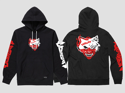 Upstain Wear Oni Wolf Design Glow In The Dark