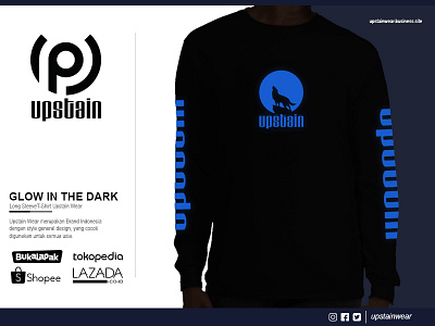 Upstain Wear Long Sleeve Tshirt Glow In The Dark Blue brand branding cloth clothing clothing design design fashion hoodie upstain wear wear