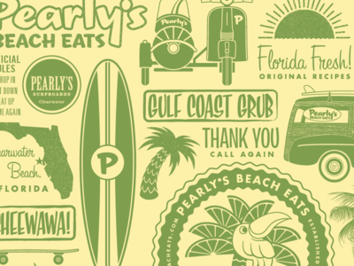 Pearly's Pieces bicycle clearwater fish florida jeep longboard palm tree scooter skateboard sun surfboard tampa bay