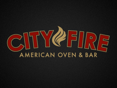 City Fire bar branding combination mark fire flame lockup logo monogram oven restaurant