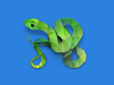 Green Snake. animals cute animals dribbble inspire low poly low polygon photoshop photoshop cc snake snakes vector vector art