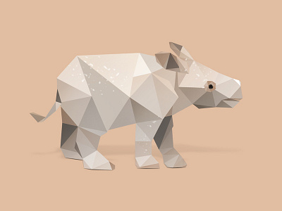 Baby Javan Rhino. animal animals cute animals illustration inspire low poly low polygon photoshop rhino rhinoceros safari vector