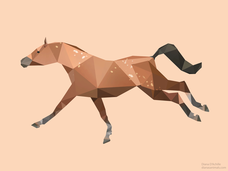 Low Polygon Animal Animation. adobe animals animation diana dachille horse inspire low poly low polygon photoshop pony ui vector
