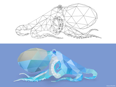 Octopus Process. animal animals blue cute illustration low poly low polygon ocean octopus photoshop purple vector