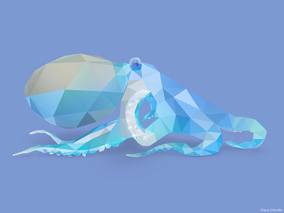 Caribbean Reef Octopus. animal animals blue cute illustration low poly low polygon ocean octopus photoshop purple vector