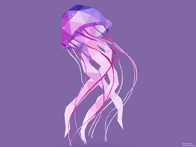 Low Poly Pelagia Noctiluca Jellyfish. 3d animal animals fish illustration jellyfish logo low poly low polygon vector