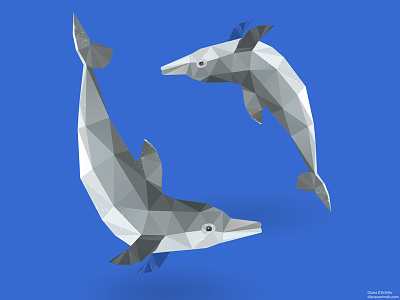 Low Poly Dolphins. animal animals blue illustration logo low poly low polygon ui vector
