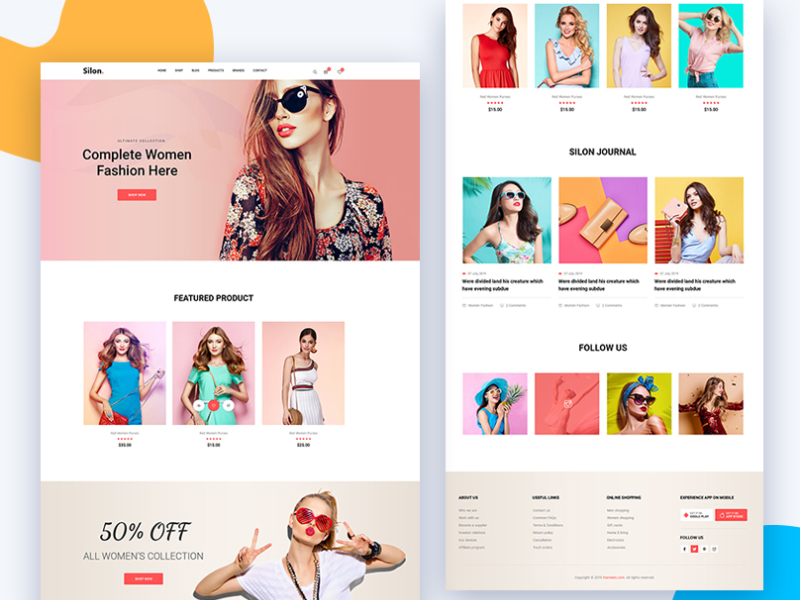 Download Silon One Page E Commerce Psd Html Template Free Download By Themeies On Dribbble PSD Mockup Templates
