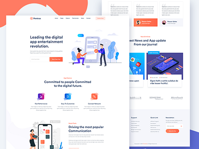Pentrax – Creative App Landing Template HTML & PSD (Freebie)