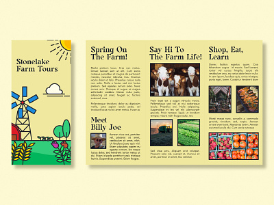 Stonelake Farm Tours brochure design illustration minimal typography vector