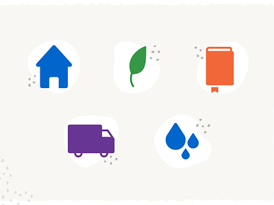 Blobby Earthy Icons blob blobby blobs boho book colorful dots earth earthy grit house icons leaf pattern shipping speckles spots texture truck water
