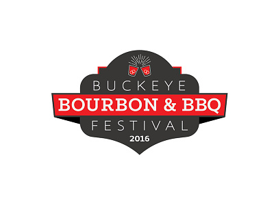 Buckeye Bourbon & BBQ alcohol badge barbecue bbq bourbon buckeye cheers glasses ice cube logo ohio