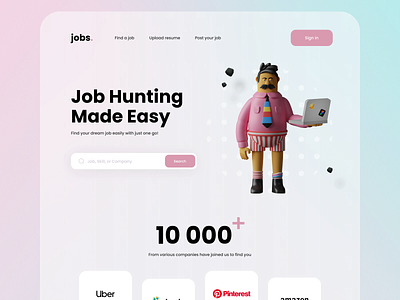 Jobs - Find your job app design illustration jobs landing page ui ui ux ui design ux design web web design