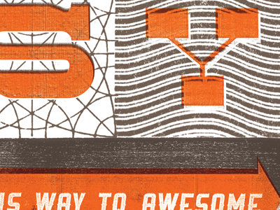 This way to awesome arrow pattern photocopy texture type typography