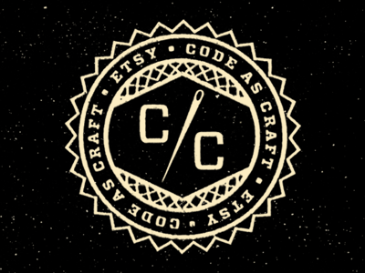 Code as craft badge logo seal texture typography vitesse