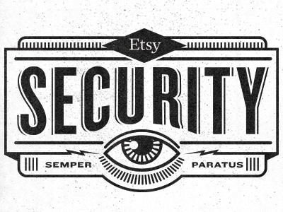 Security badge eye illuminati illustration lightning security typography