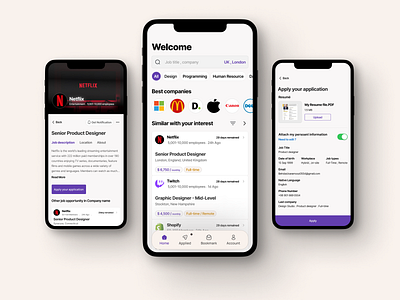 Find job concept app company concept concept design design dream dream job explore fin job ios iphone13 job new job product design purple ui ux