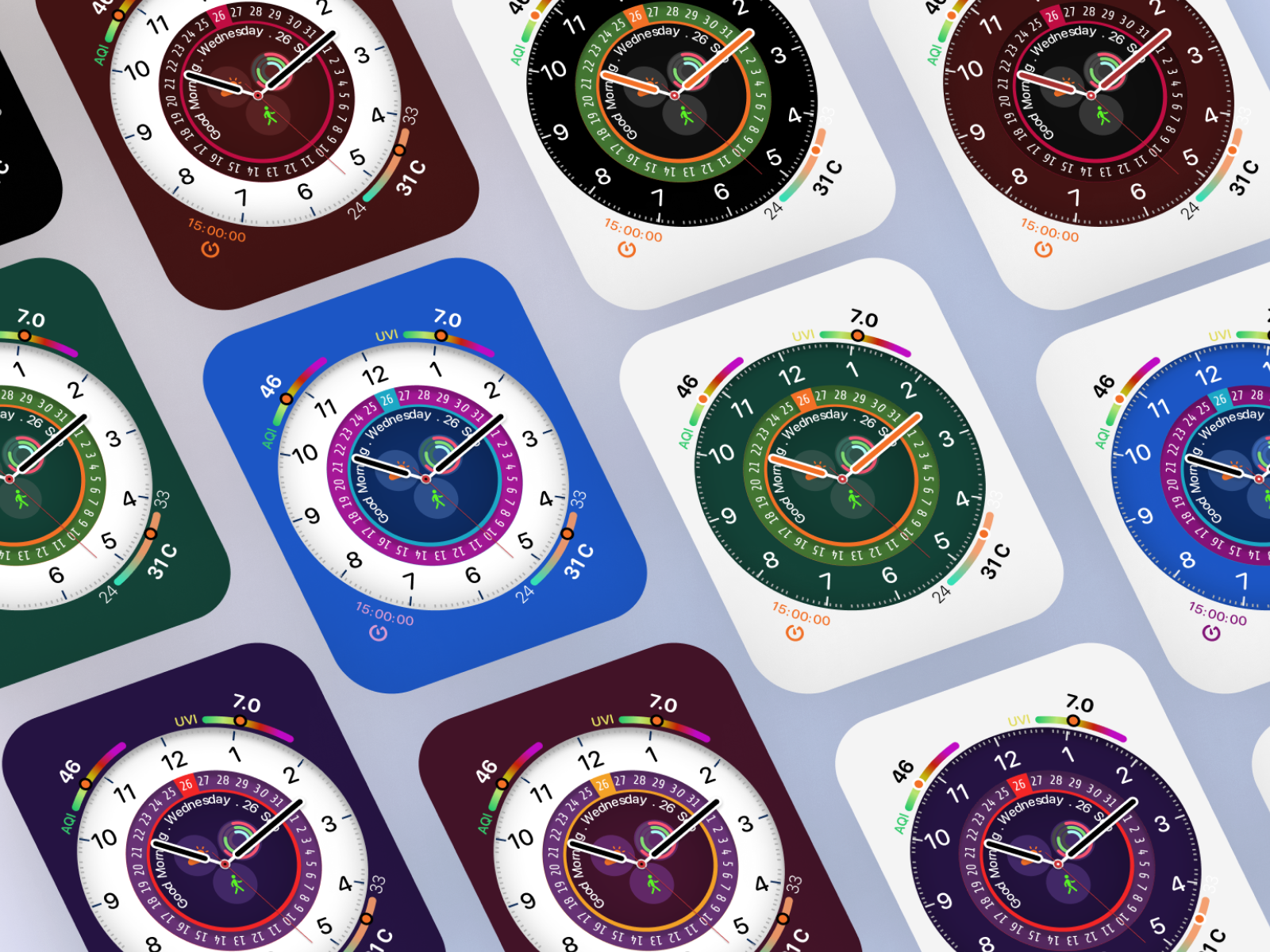 Apple watch face collection Dark and light by behdad_km on Dribbble