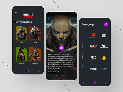 Game Store App 🕹 2021 appui asthetic dark darkui design flat minimal mobiletrends trending uidesign uiux uiuxdesign