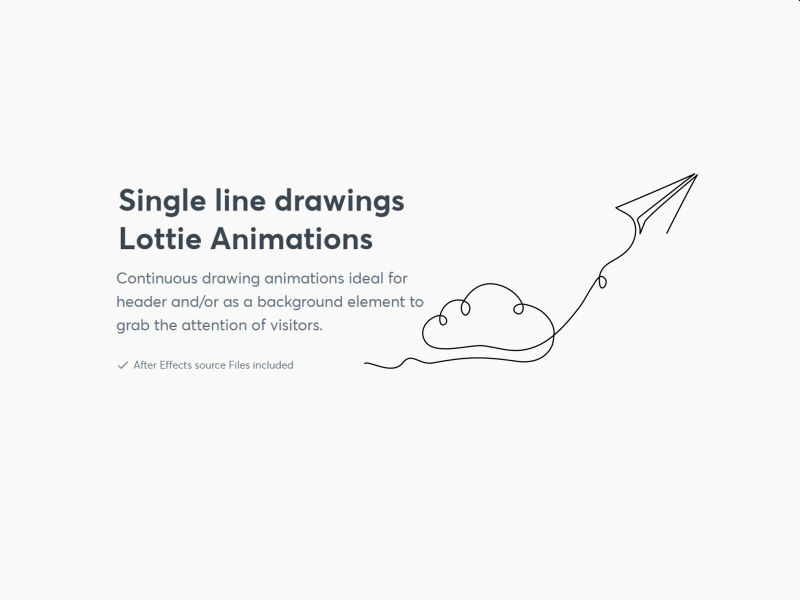 Paper plane single line - Lottie animation animated animation bodymovin cloud continuous line fly flying lottie lottiefiles paper plane plane single line sky