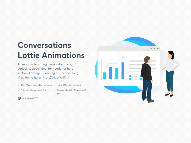 Finance talk animation - Lottie animated animation blob browser chart conversation discussion finincial lottie lottiefiles man talk woman