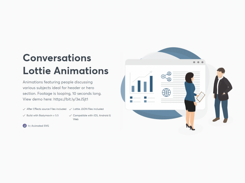 Meeting animation - Lottie animated animation blob browser business chart coversation discussion finance lottie lottiefiles man people woman