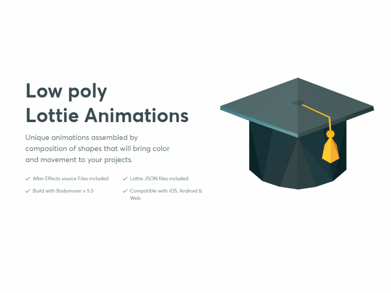 Low poly graduation cap - Lottie animation animated animation education graduation cap lottie lottiefiles low poly school shapes triangles university