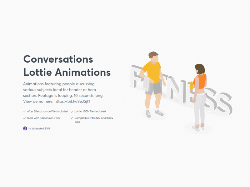 Conversation animation - Lottie animated animation background chat fitness lottie lottiefiles man people sport talk woman