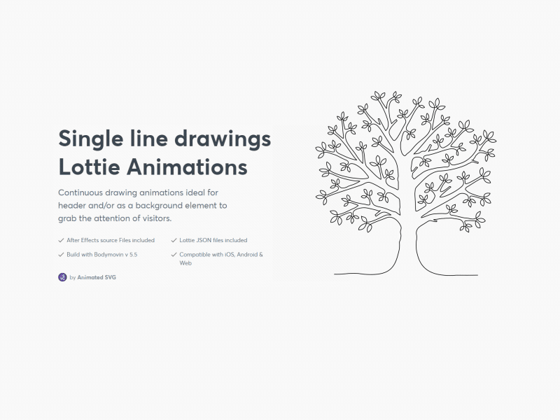 Tree single line animation - Lottie by LottieFolder.com on Dribbble