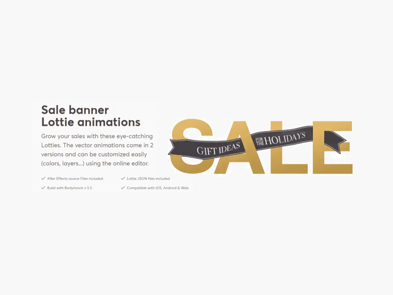 Holiday sale banner Lottie animation animated animation background banner holiday sale lottie lottiefiles promotion ribbon sale shop