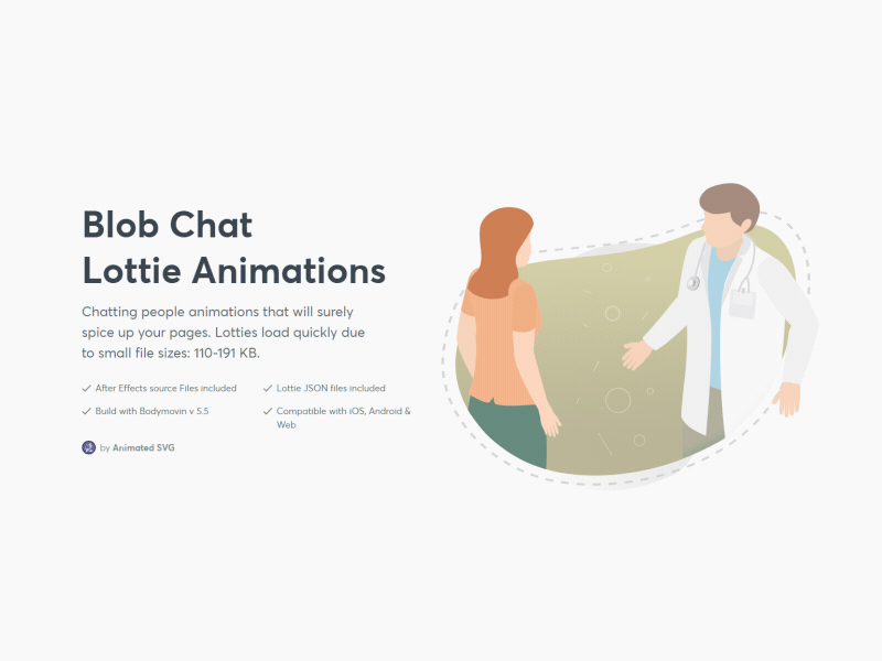 Blob chat Lottie animation animated animation background blob chat discussion doctor health lottie lottiefiles man people woman