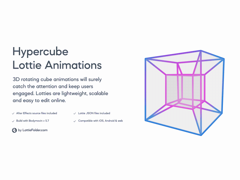 3D cube Lottie animation 3d animated animation cube hypercube lottie lottiefiles shape