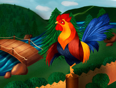 rooster animal book book illustration character character design children cute fairytale illustration illustrator rooster