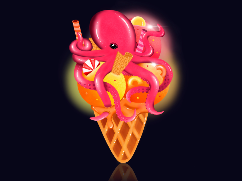 Octopus ice cream by Kate Rashevskaya on Dribbble