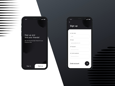 sign up app design ui