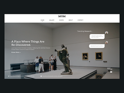 Museum website hero section