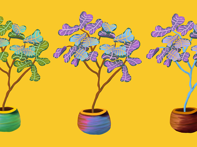 Fiddle Faddle blue bright design fiddle leaf gold green illustration leaves pink plants purple web designer yellow