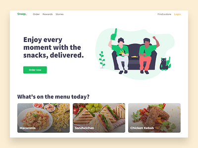 Snaqo - Enjoy every moment with snacks delivered. designinspiration foodtech landingpage product snacks userexperience userinterfacedesign uxdesigner uxuidesign webdesign