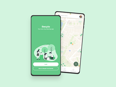 Recylo - Your Own City Cleaning App appdesign cleaning designinspiration environment environmentaldesign illustration product productdesign recyclingapp sustainability userexperience userinterfacedesign uxdesigner uxresearch uxuidesign