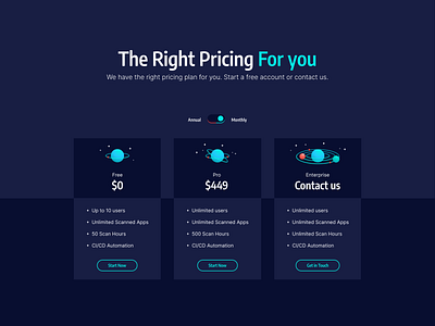 Neuralegion pricing page cybersecurity figma pricing page ui website