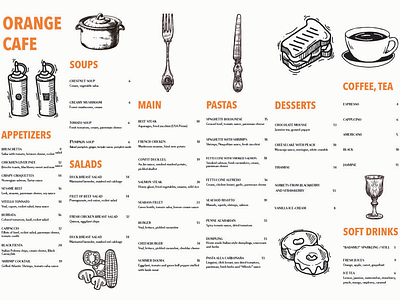 Orange Cafe Menu design