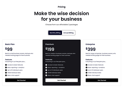 Pricing Page — for Small and Large Business Team branding branding design design illustration logo prici product page typography ui uxdesign website design