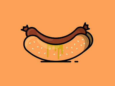 Hot dog design flat icon illustration minimal vector